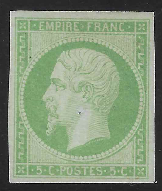 N°12a - Empire - 5 c. vert-jaune - neuf* - TB - signé et avec certificat Calves