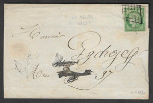 N° 2 - Cérès - 15 c. vert - oblitéré sur lettre - signé Calves