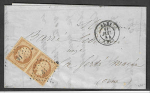 N° 9 - Présidence - paire oblitérée sur lettre - signée et avec certificat papier Calves