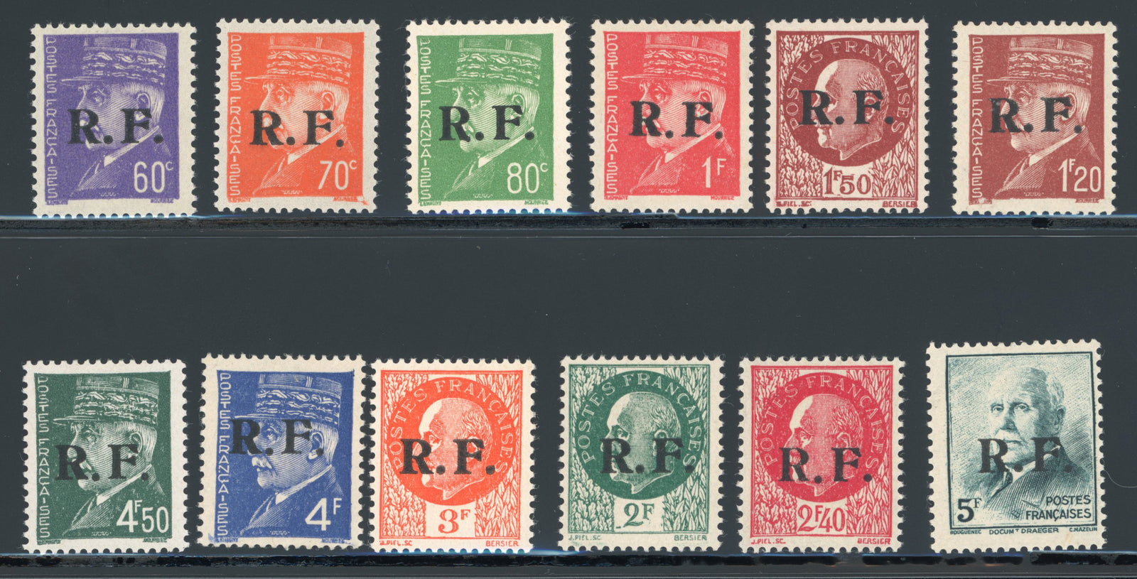 Libération de Salon de Provence - la série des 12 timbres au type Pétain - neufs** - SUP - signés et avec certificat papier Calves