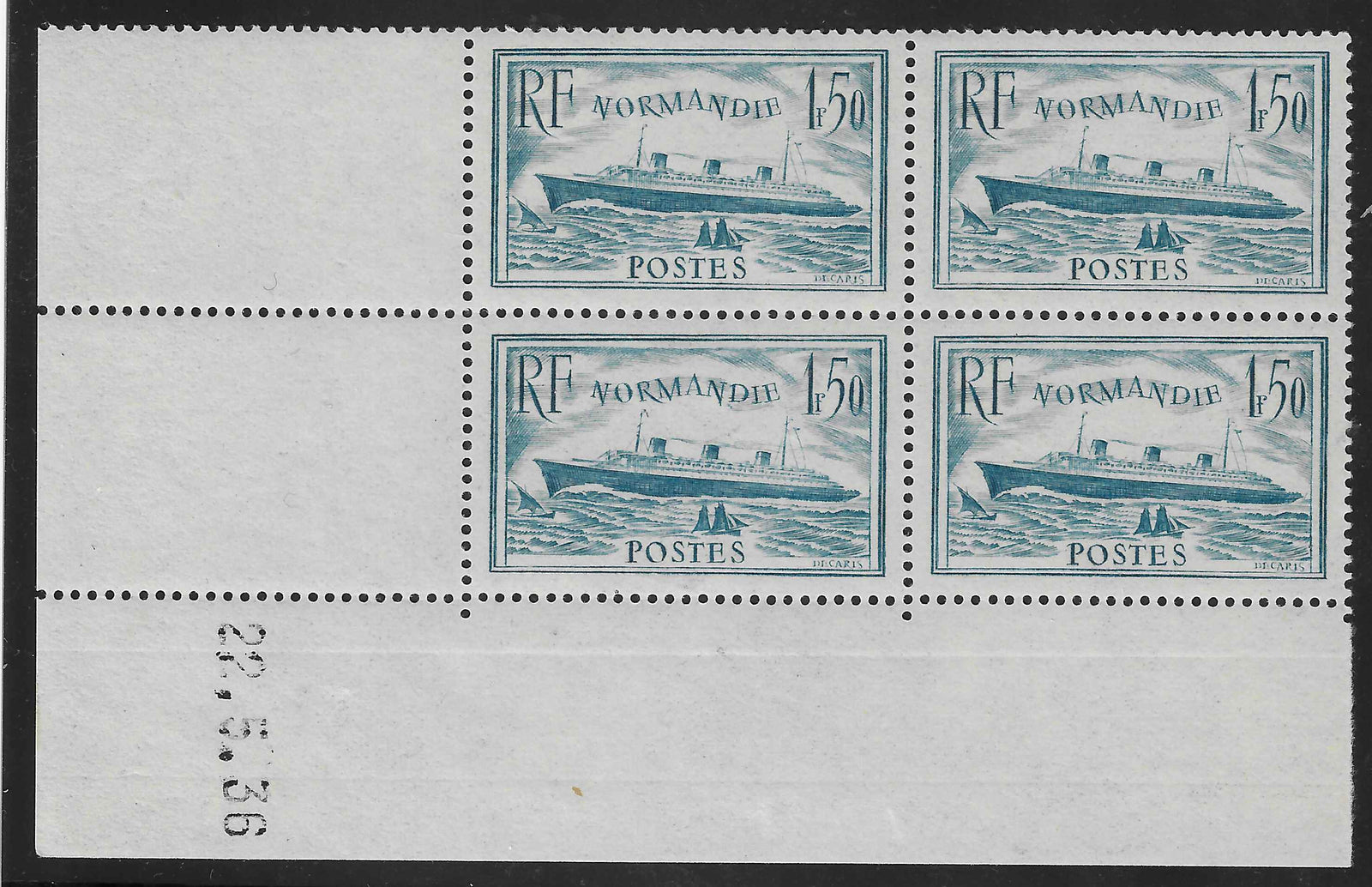 N°YT 300 - Normandie - bloc de 4 exemplaires coin daté - neuf** - SUP - signé Calves