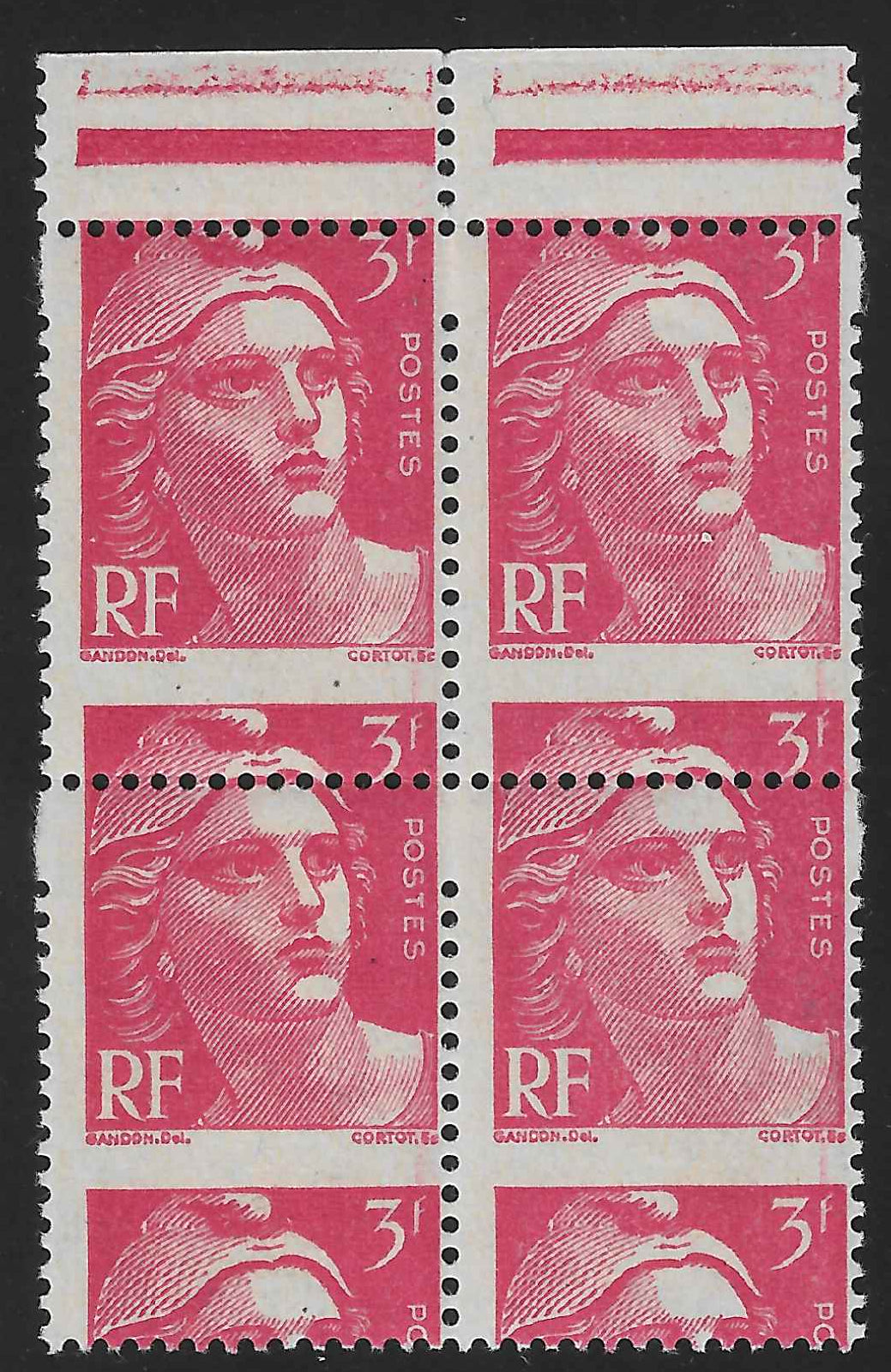 N°YT 716 - Marianne de Gandon - variété timbres plus grands et piquage à cheval - neufs** - SUP - signés Calves