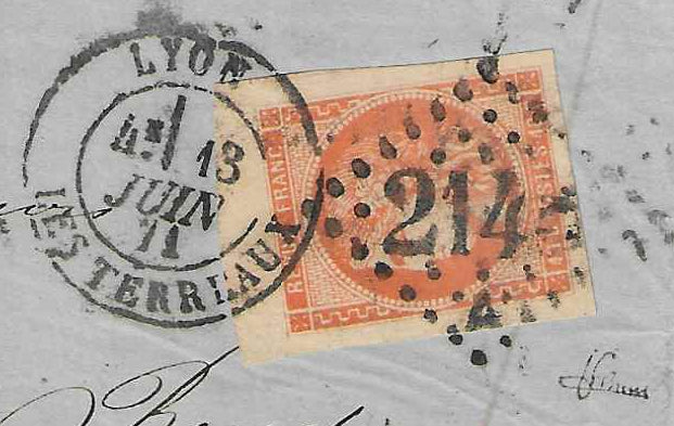 N°48 - Emission de Bordeaux - 40 c. orange - oblitéré sur lettre - SUP- signé Calves et Brun