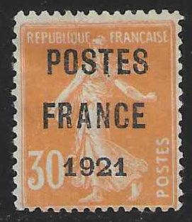 Préoblitéré n°35 - 30 c. orange - NSG - SUP - signé Brun et avec certificat papier Calves