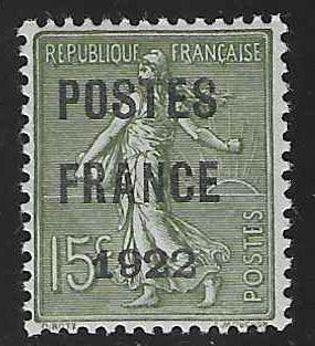 Préoblitéré n°37a - 15 c. vert-bronze - neuf* - SUP - signé et avec certificat papier Calves