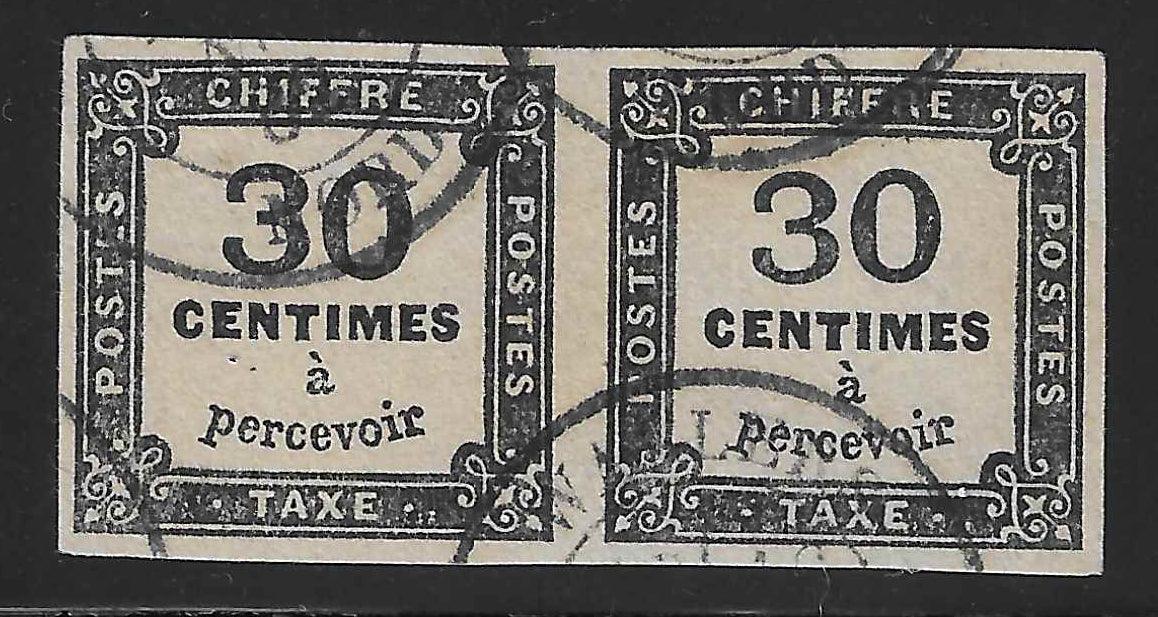 Taxe n° 6 - paire horizontale - oblitérée - SUP - signée Calves
