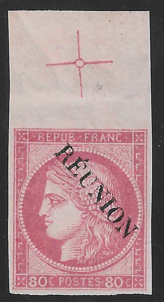 Réunion - n°YT 12 - 80 c. rose - neuf** - SUP - signé Calves