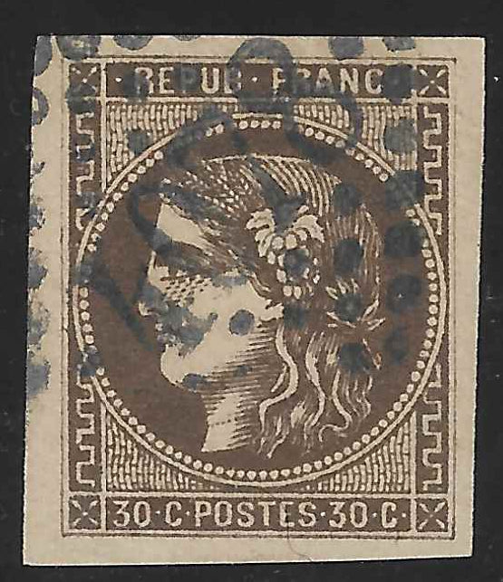 N°47d - Emission de Bordeaux - 30 c. brun  foncé - oblitéré - SUP - signé Calves