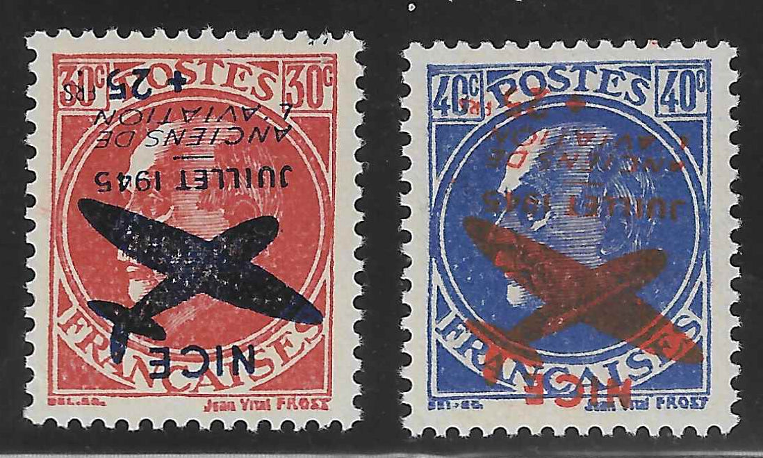 Libération de Nice - n°13 et 14 - surcharges renversées - neufs** - SUP - signés Calves