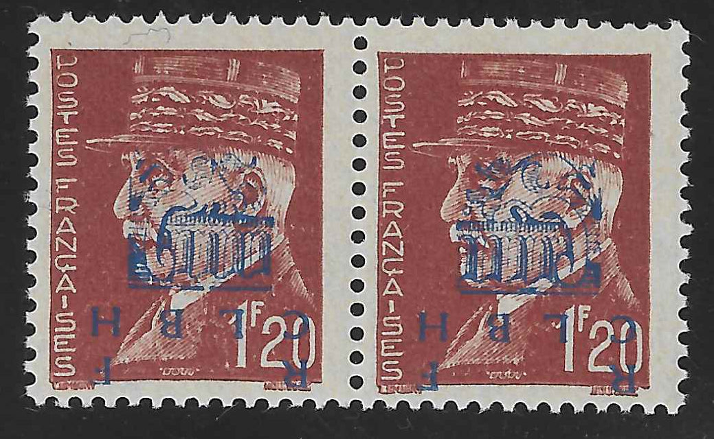 Libération de Decazeville - n° 5 - paire - type I et type II - surcharges renversées - neufs** - SUP - signés et avec certificat Calves (Copie)