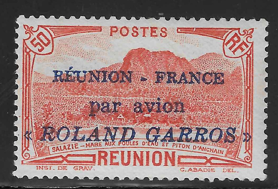 Réunion - poste aérienne n°1 - Roland Garros - neuf** - SUP - signé Calves, Brun et Roumet et avec certificat Calves