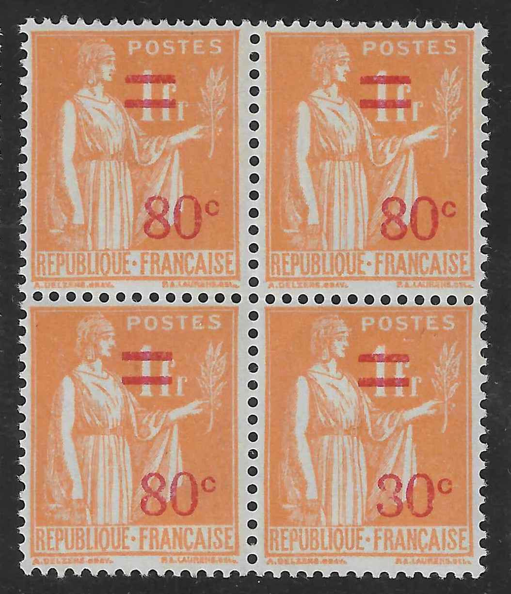 N°YT 359 - 30 c. au lieu de 80 c. tenant à normal - neuf** - SUP - signé et avec certificat Calves