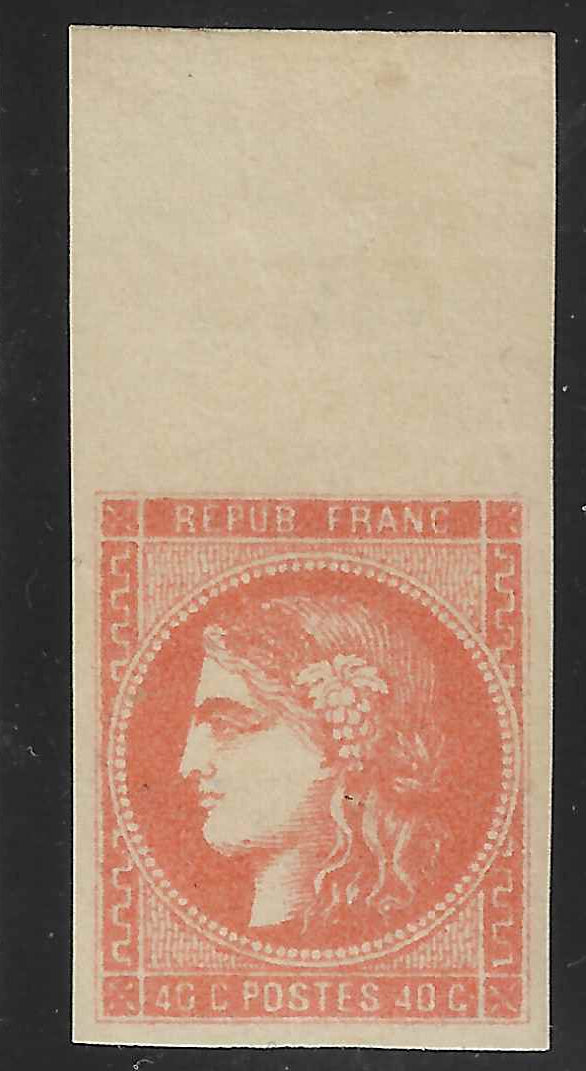 N°48 - Emission de Bordeaux - 40 c. orange - neuf** - SUP - signé Brun et avec certificat Calves