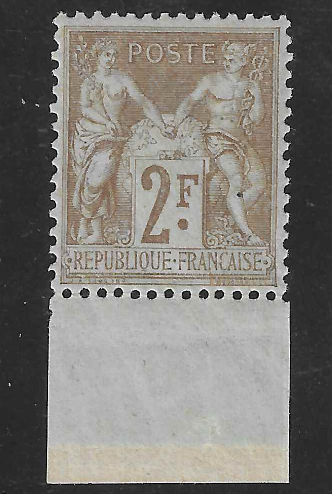 N°YT 105 - Type Sage - 2 fr. bistre sur azuré (II) - neuf** - SUP - signé Calves