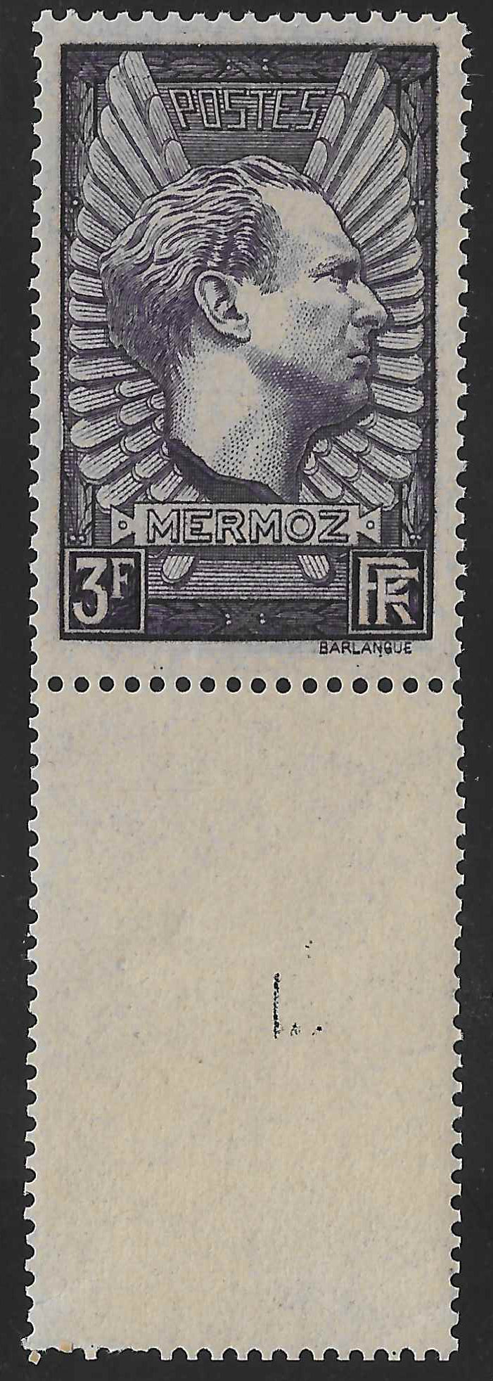 N°YT 338b - Mermoz - violet-gris - neuf** - SUP - signé et avec certificat Calves