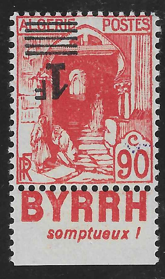 Algérie - n°YT 158Aaa - surcharge renversée avec bande publicitaire - neuf** - SUP - signé Calves et Brun