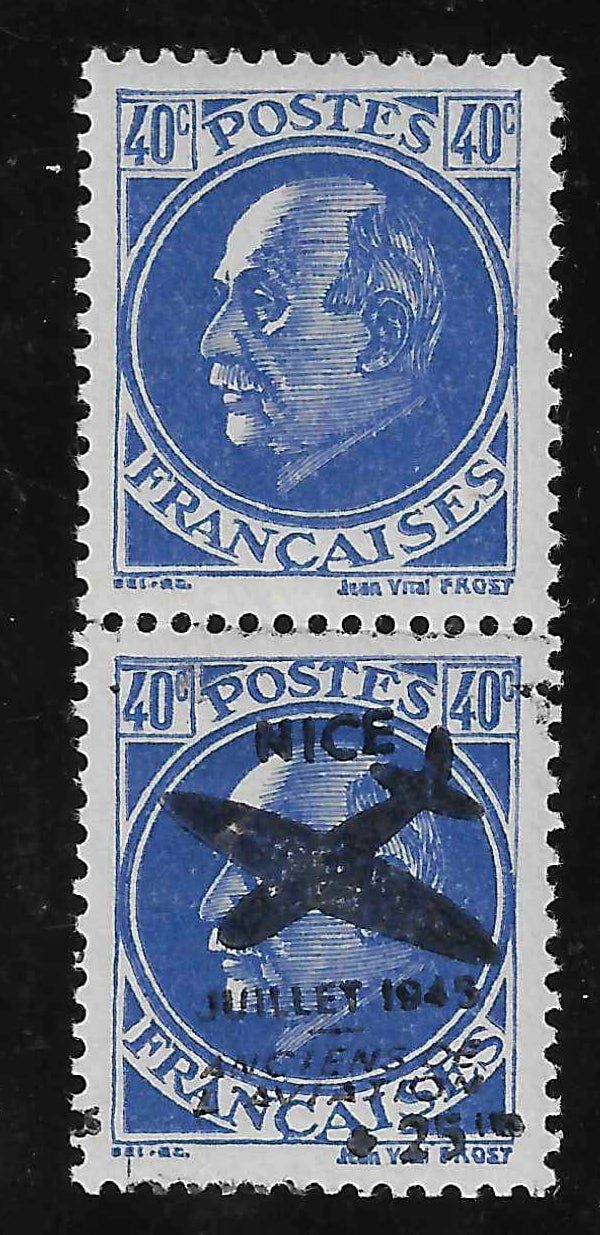 Libération de Nice - n°14 - essai en noir tenant à non surchargé - neufs** - SUP - signé Calves et Mayer