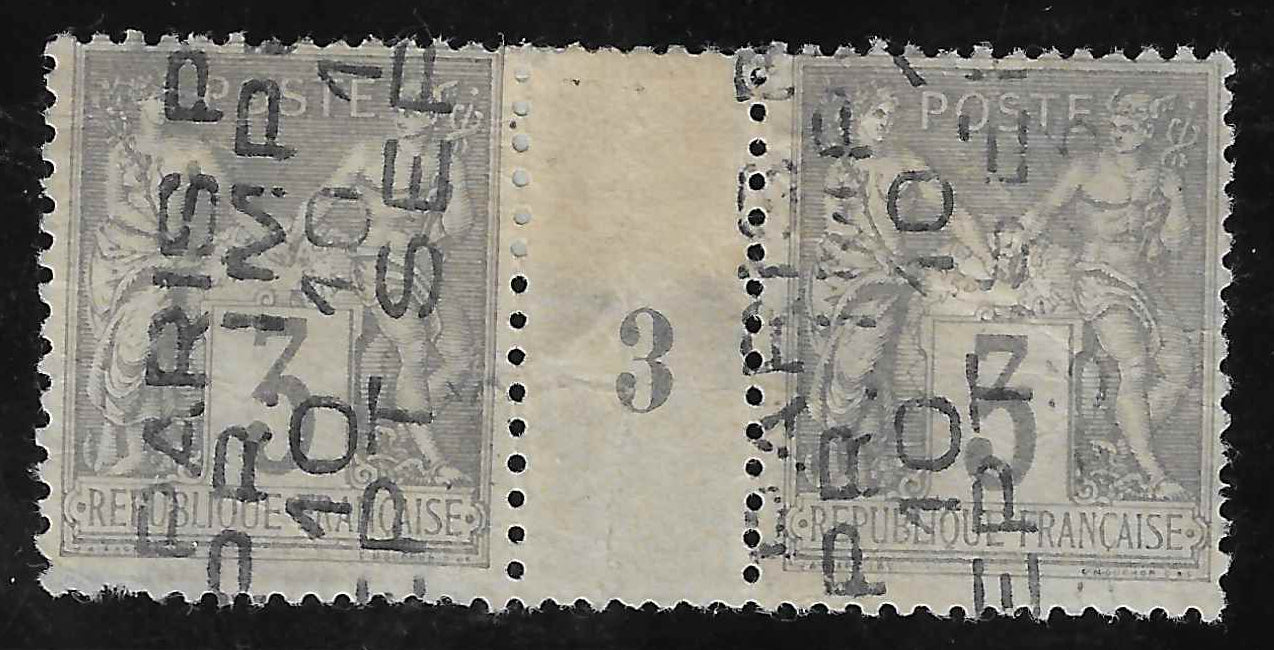 Préoblitéré n°13 - paire avec millésime 3 - sans gomme - signée Calves et Scheller et avec certificat papier Calves