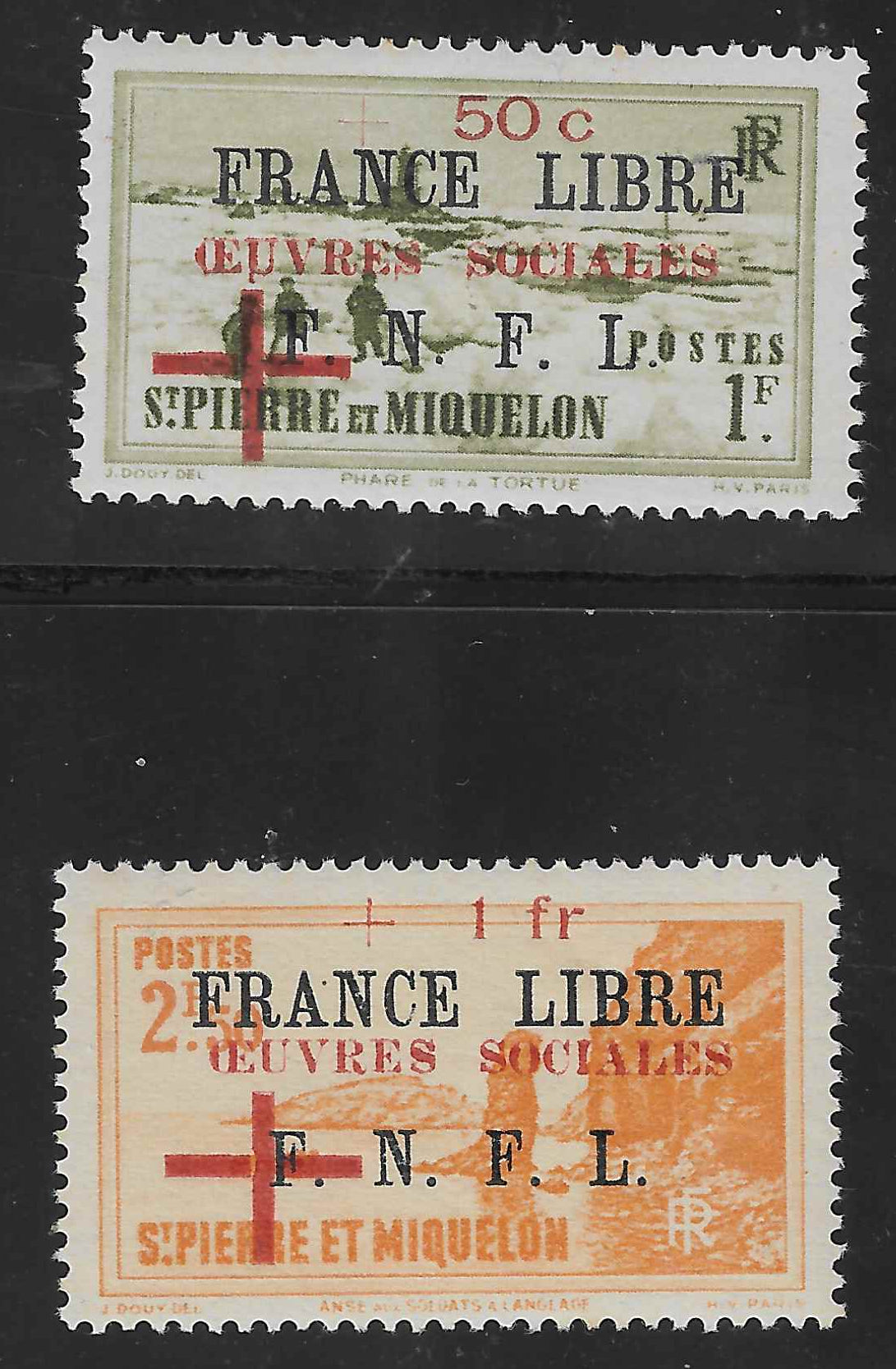 Saint-Pierre-et-Miquelon - n°310-311 - France Libre - neufs** - SUP - signés Calves