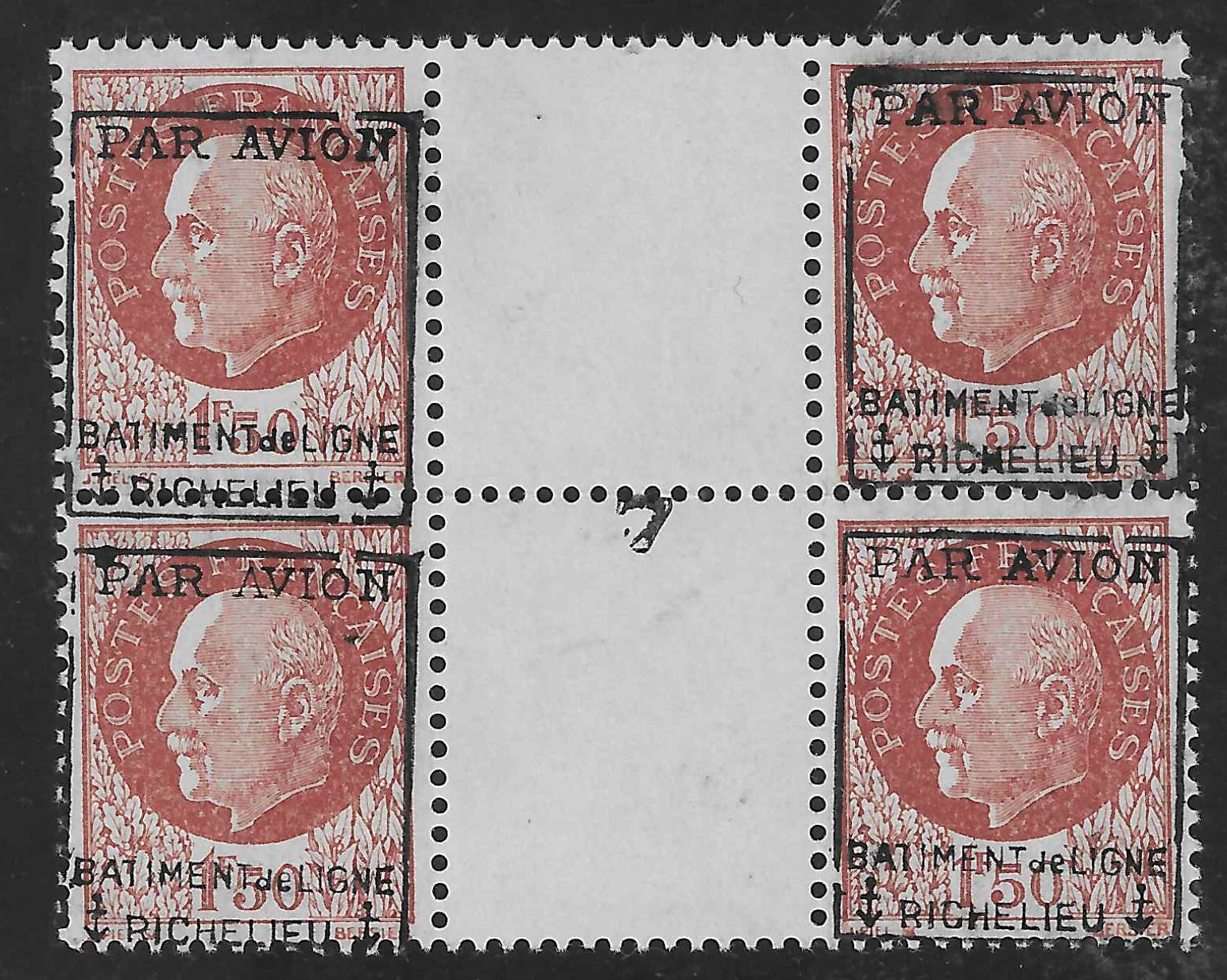 Poste aérienne militaire n° 3 - bloc de 4 exemplaires - neuf** - SUP - signé et avec certificat Calves