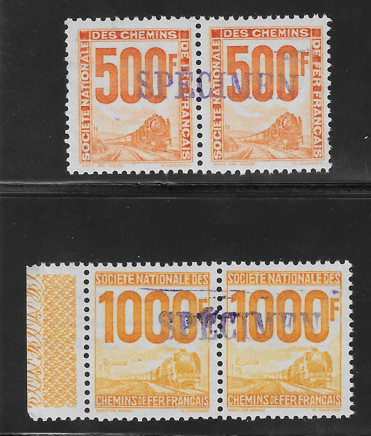 Petits colis n°59a et 60a - paires "Spécimen" - neuves** - SUP - signées Calves