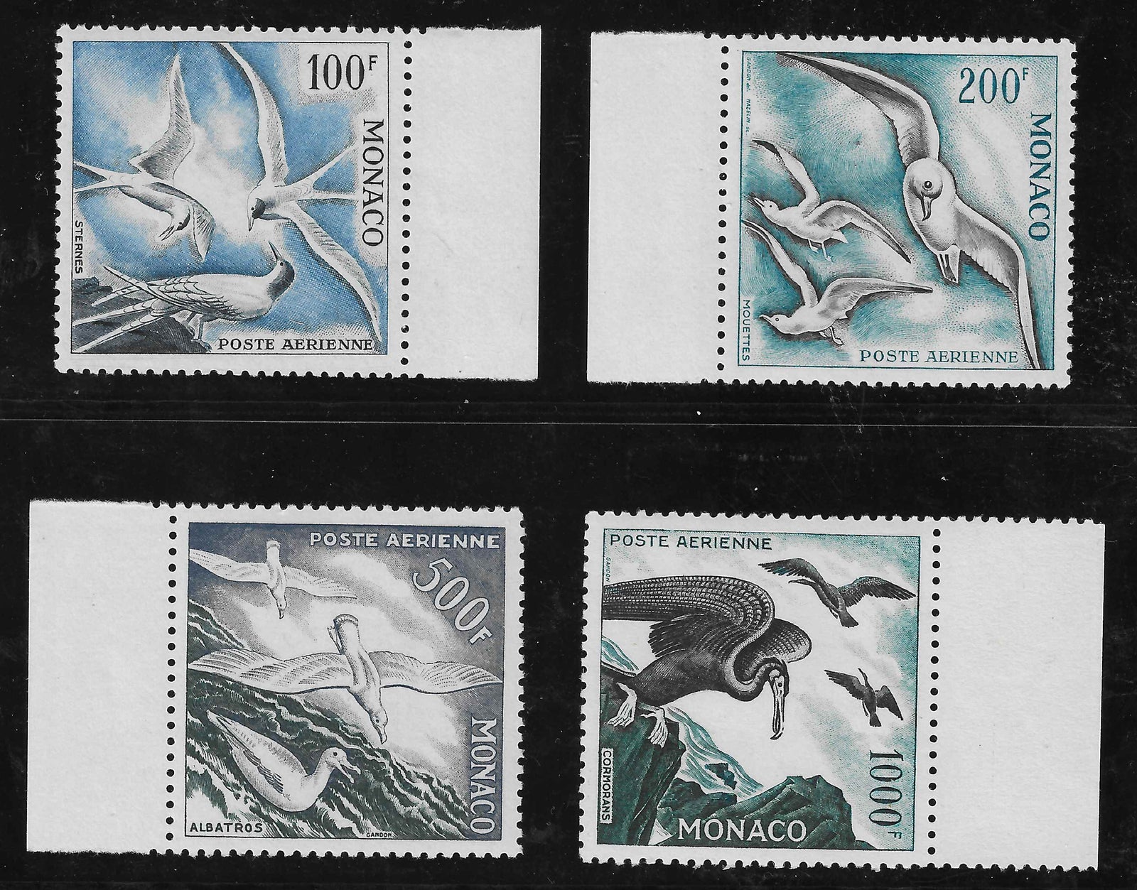 Monaco - poste aérienne n°55 à 58 - oiseaux - neufs** - SUP - signature Calves