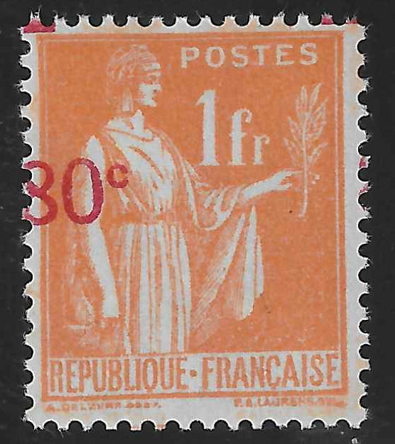 N°YT 359 - surcharge barres omises - neuf** - SUP - signé Calves et avec certificat Behr