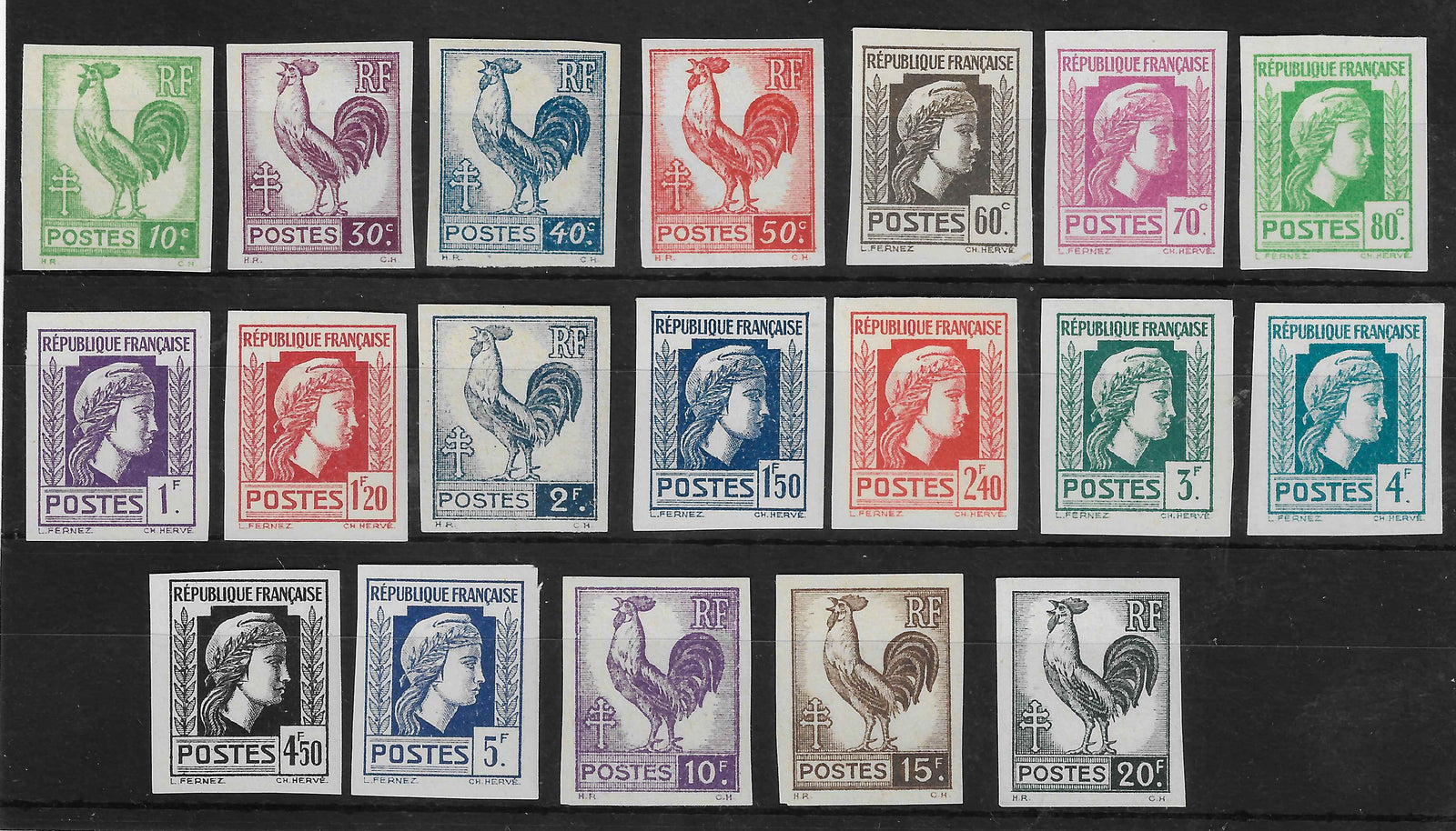 N° YT 630 à 648 - la série complète non dentelée - neufs** - SUP - avec certificat Calves