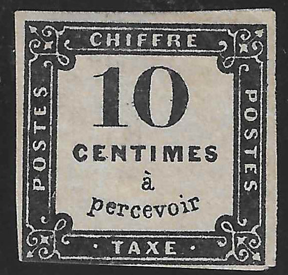 Taxe n° 1 - 10 c. noir - lithographié - neuf* - signé et avec certificat papier Calves