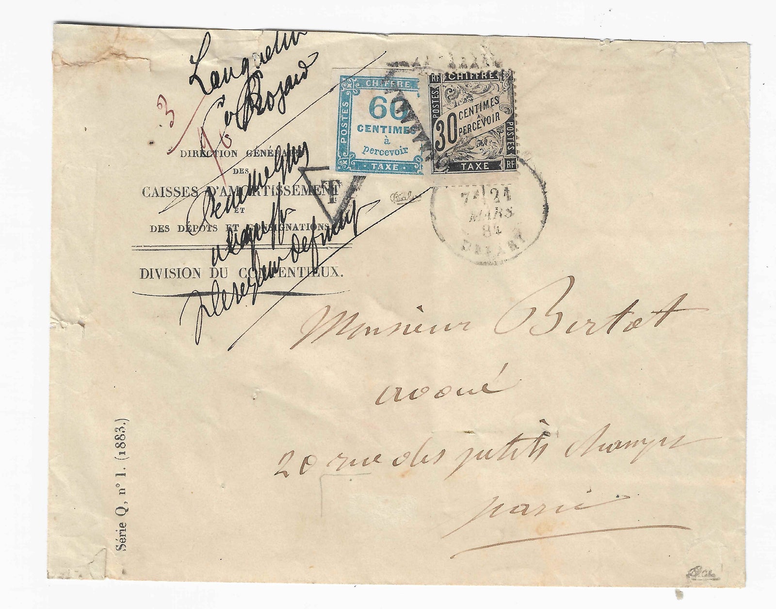 Taxe n° 9 et 18 - oblitérés sur lettre - signée Calves et avec certificats papier Calves et Behr