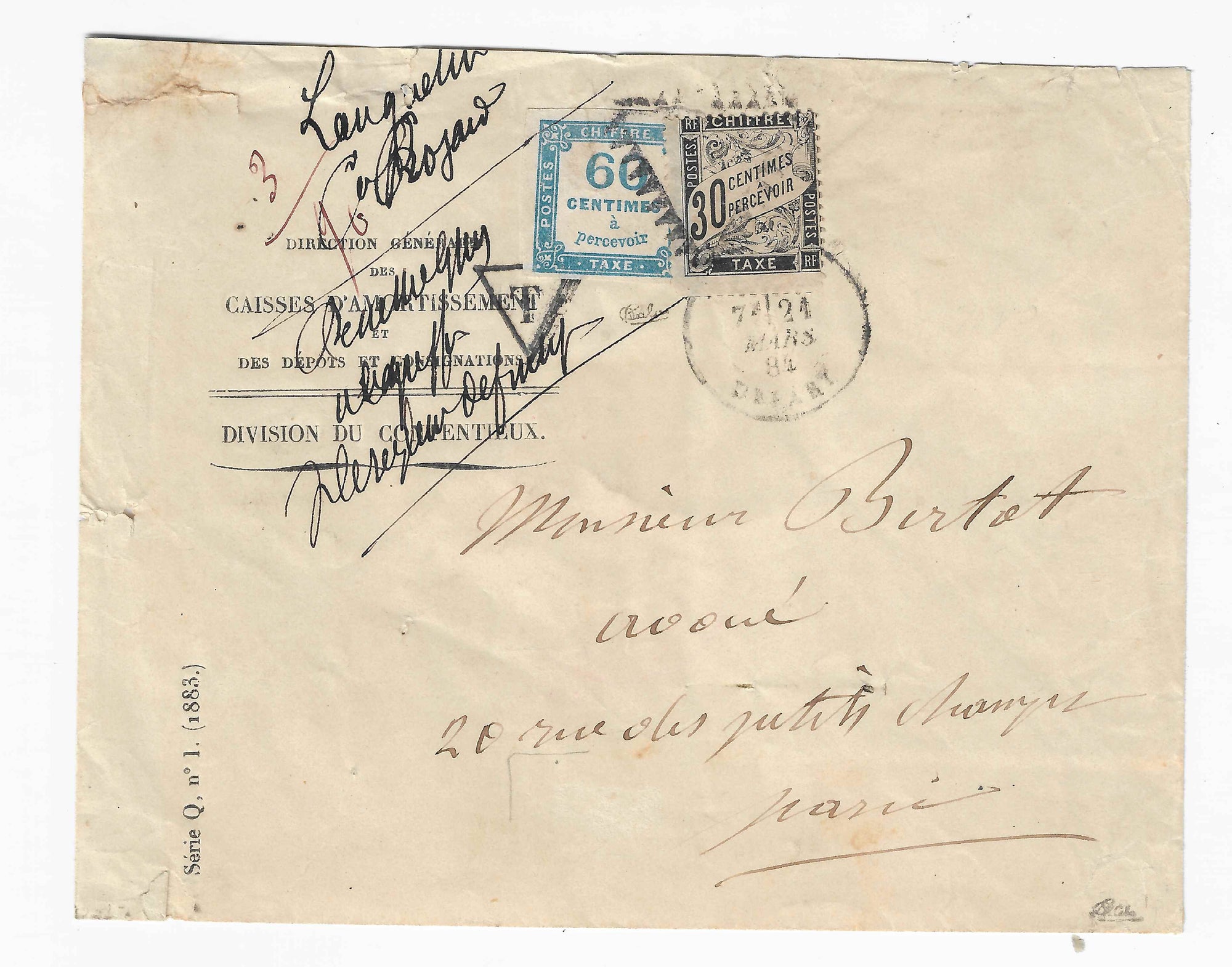 Taxe n° 9 et 18 - oblitérés sur lettre - signée Calves et avec certificats papier Calves et Behr