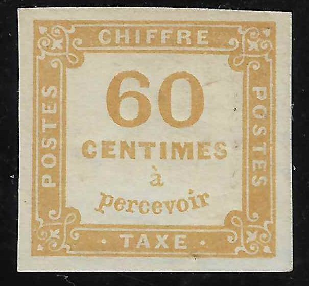 Taxe n° 8 - 60 c. jaune-bistre - neuf* - TB - signé et avec certificat Calves