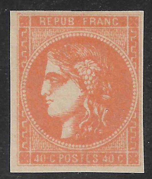N°48 - Emission de Bordeaux - 40 c. orange - neuf** - SUP - signé et avec certificat Calves