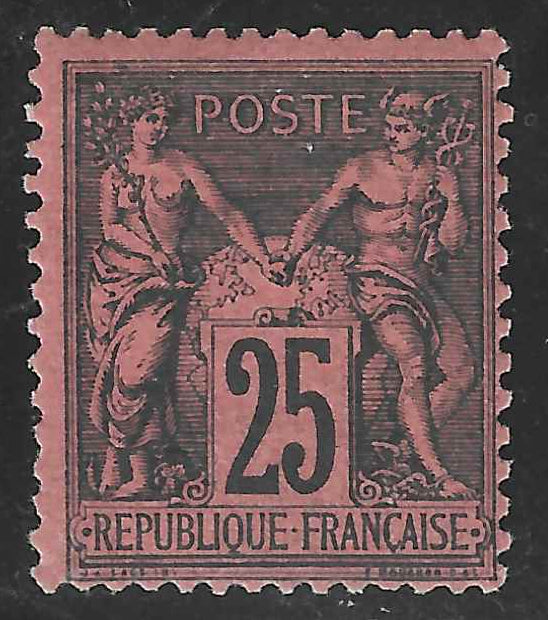 N°91 - Type Sage - 25 c. noir sur rouge (II) - neuf** - SUP - signé et avec certificat papier Calves
