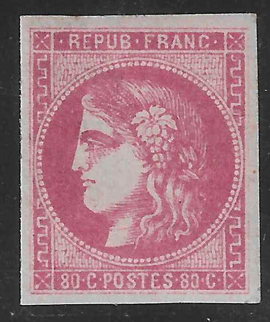 N°49 - Emission de Bordeaux - 80 c. rose - neuf* - TB - signé et avec certificat Calves