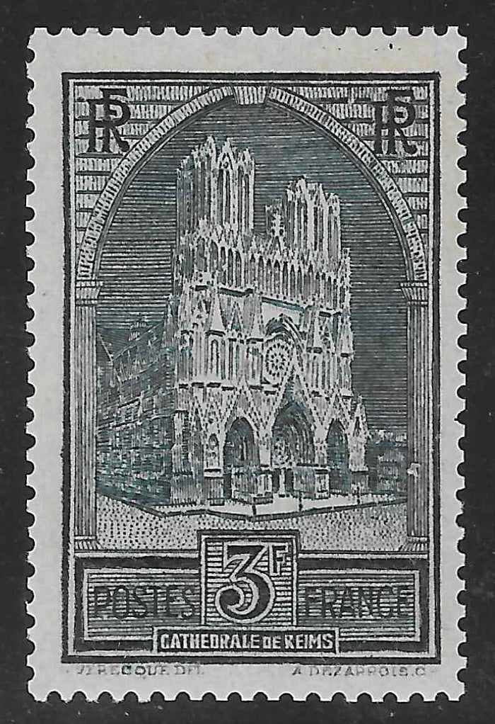 N°YT 259a - Cathédrale de Reims - type II - neuf** - SUP - signé et avec certificat Calves