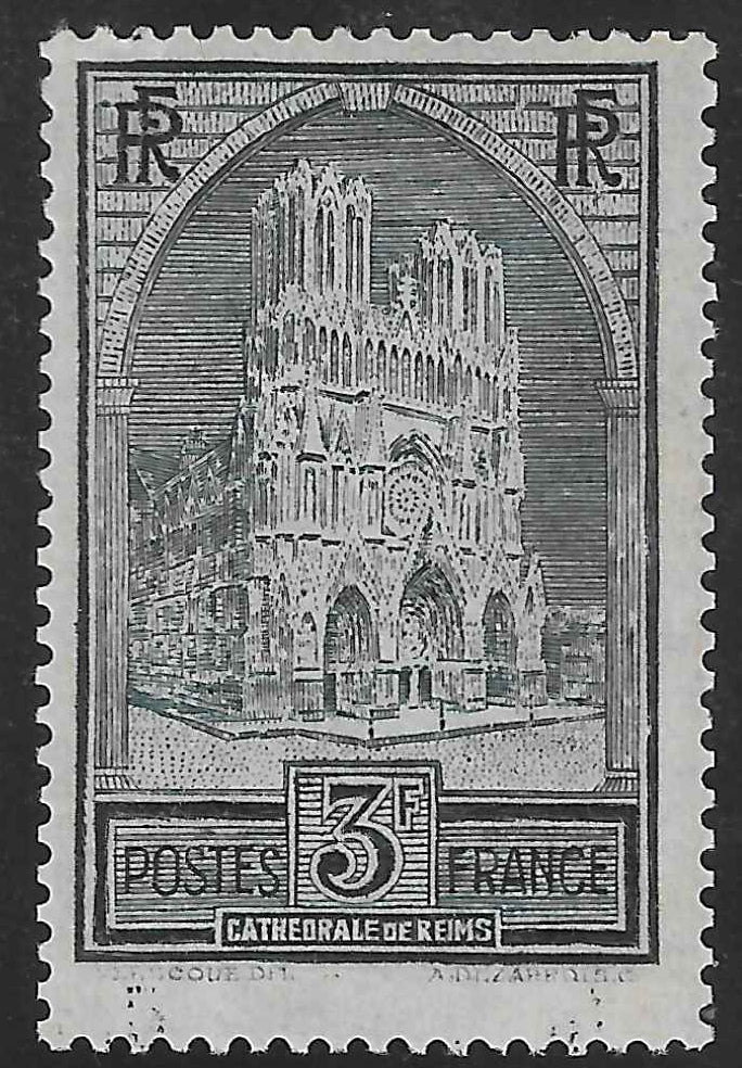 N°YT 259b - Cathédrale de Reims - type III - neuf** - SUP - signé et avec certificat Calves