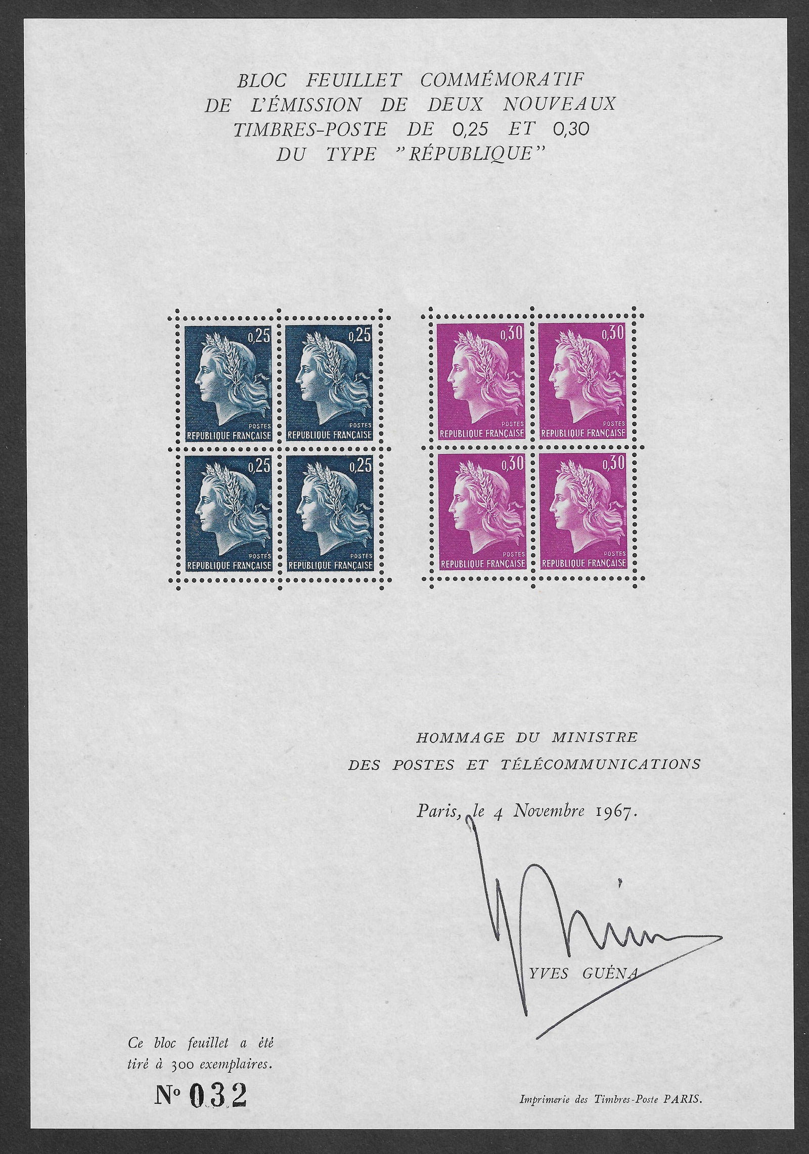 N°Yvert 1535-1536 - bloc commémoratif Marianne de Cheffer - neuf** - SUP - avec certificat papier Calves