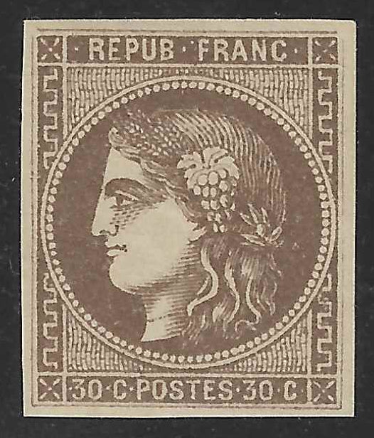 N°47 - Emission de Bordeaux - 30 c. brun - neuf* - SUP - signé Calves et Brun et avec certificat Calves