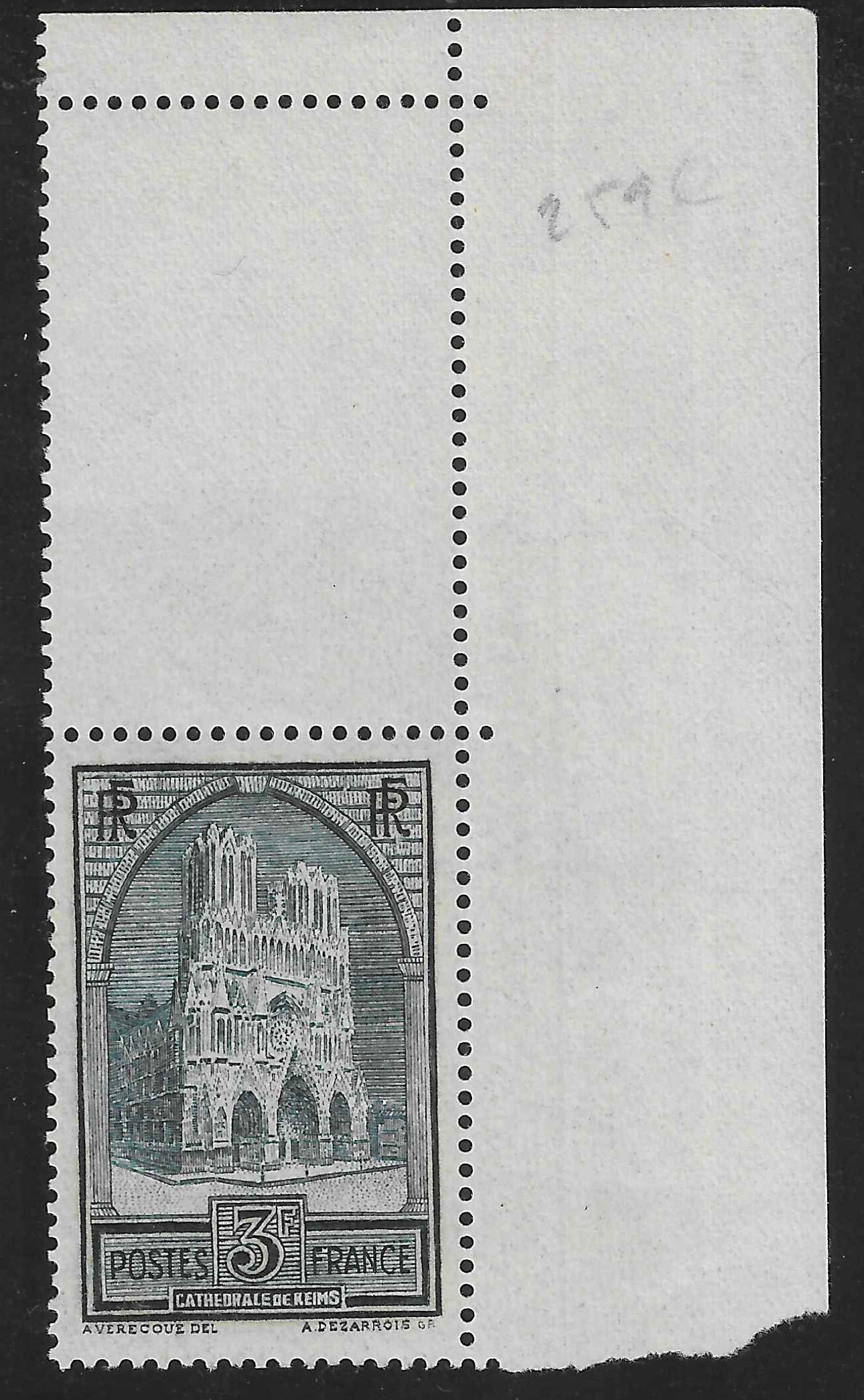 N°YT 259c - Cathédrale de Reims - Type IV - neuf** - SUP - signé Calves