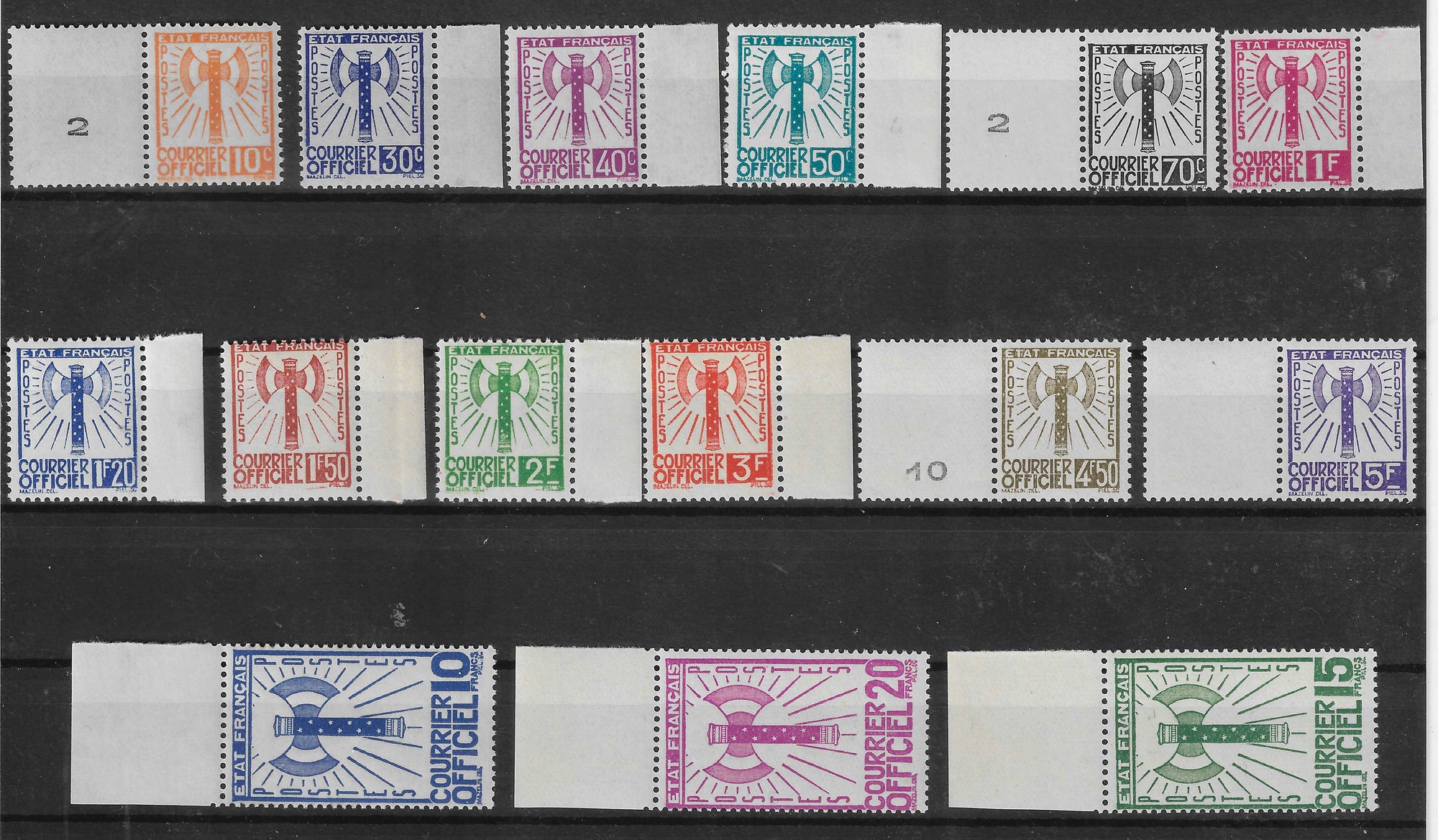 Service n°1 à 15 - Francisque - neufs** - SUP - signés et avec certificat papier Calves