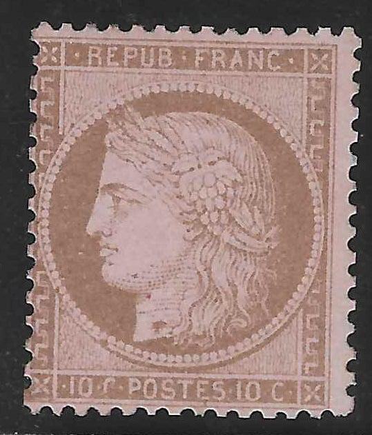 N°58 - Cérès - 10 c. brun sur rose - neuf* - signé Calves