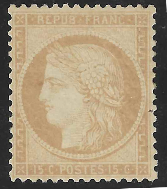 N°59 - Cérès - 15 c. bistre - neuf* - TB - signé et avec certificat Calves