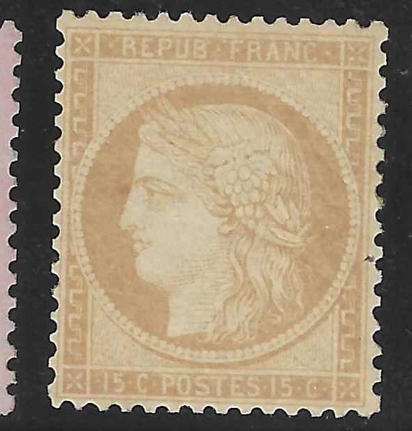 N°59 - Cérès - 15 c. bistre - neuf* - TB - signé et avec certificat Calves