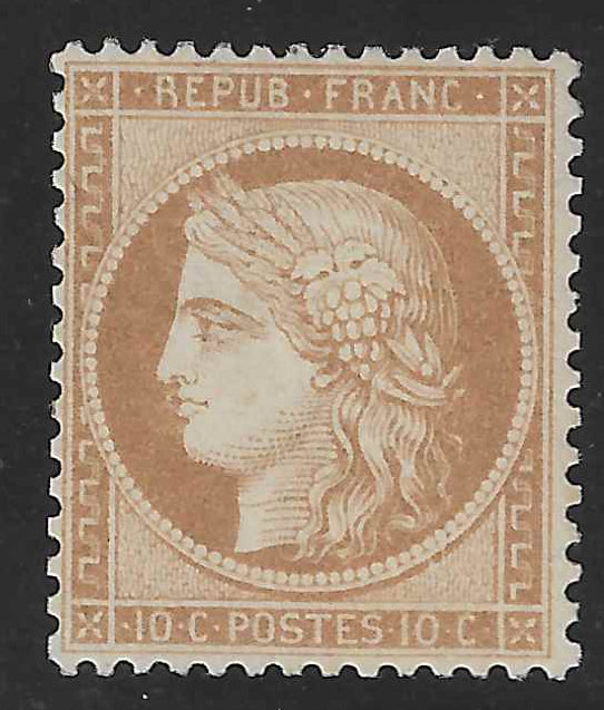 N°36a - Cérès - 10 c. bistre-brun - neuf* - signé et avec certificat Calves