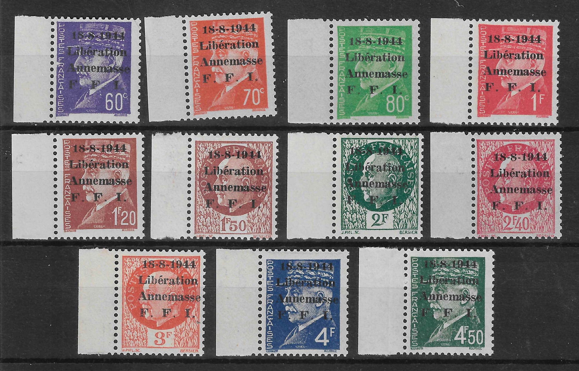 Libération d'Annemasse - n°20 à 30 - série complète- chiffres maigres - neufs** - SUP - signés et avec certificat Calves