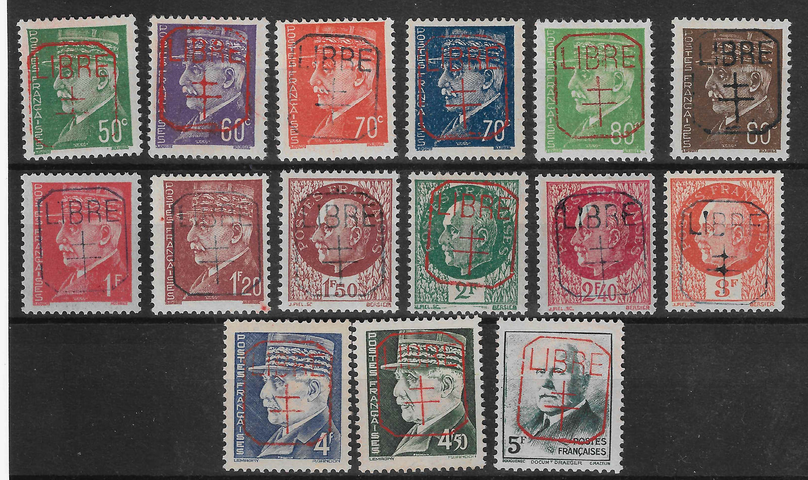 Libération de Mornant - n°1 à 15 - série complète - neufs** - SUP - signés Calves et Mayer et avec certificat Calves