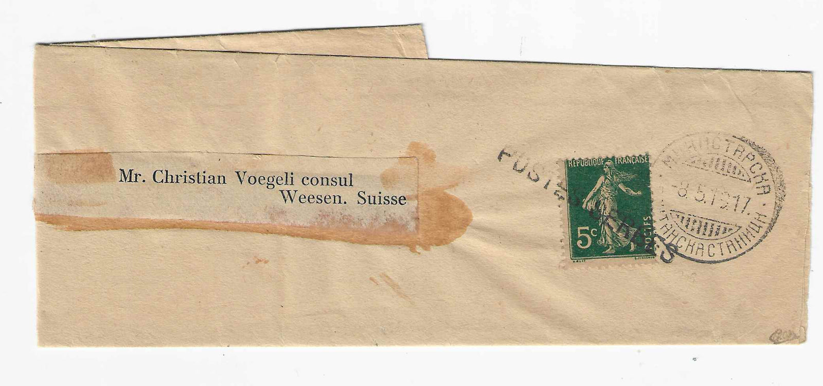 Postes serbes n° 1 - Semeuse - oblitéré sur bande pour journal - TB - signée Calves