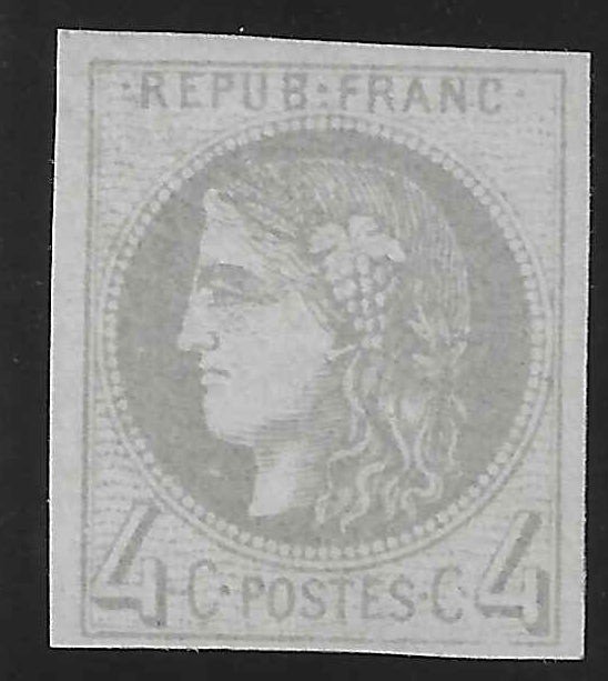 N°41B - Emission de Bordeaux - 4 c. gris report 2 - neuf** - SUP - signé et avec certificat Calves