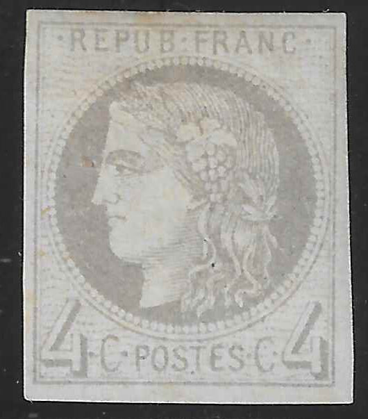 N°41B - Emission de Bordeaux - 4 c. gris report 2 - neuf* - TB - signé et avec certificat Calves